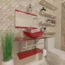 Ver imagem 3 de Gabinete de Vidro 60cm para Banheiro Sérvia Vermelho Ferrari