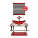 Ver imagem 2 de Gabinete de Vidro 60cm para Banheiro Sérvia Vermelho Ferrari