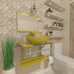 Gabinete de Vidro 60cm para Banheiro Sérvia Amarelo - 3