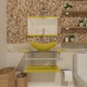 Gabinete de Vidro 60cm para Banheiro Sérvia Amarelo - 1