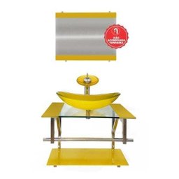 Gabinete de Vidro 60cm para Banheiro Sérvia Amarelo - 2