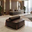 Ver imagem 1 de Poltrona Ilha Recepção Corino Modena Whisk Design Sofisticado Loja Consultório - Vimont Moveis