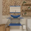 Ver imagem 1 de Gabinete de Vidro 60cm para Banheiro Sérvia Azul