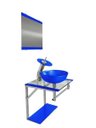 Ver imagem 2 de Gabinete de Vidro 40cm para Banheiro Croácia Azul Escuro