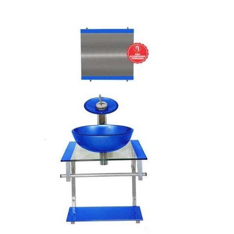 Gabinete de Vidro 40cm para Banheiro Croácia Azul Escuro