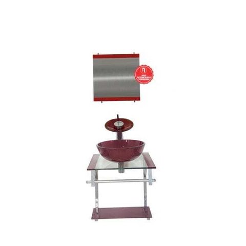 Gabinete de Vidro 40cm para Banheiro Croácia Vermelho Cereja