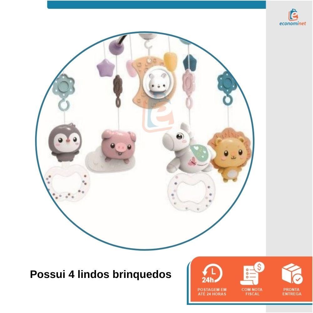 Mobile Projetor Infantil Turminha Animal Baby Style Azul - 4