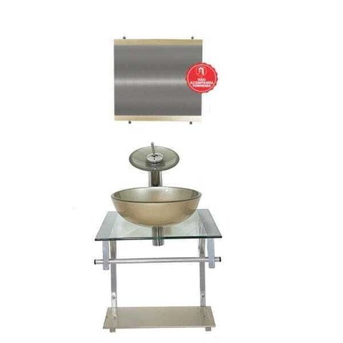 Gabinete de Vidro 40cm para Banheiro Croácia Champanhe
