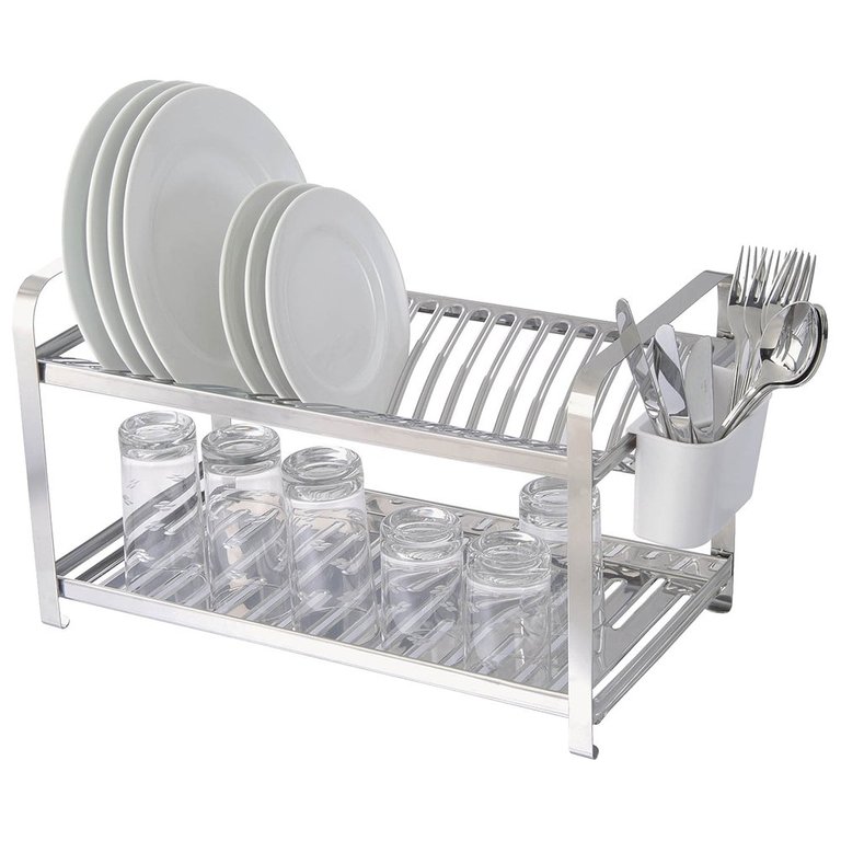 Escorredor Louça 20 Pratos Inox Porta Talheres