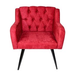Poltrona Decorativa com Pés Palito Bruna Suede Vermelho R36 - Ecoline - 2