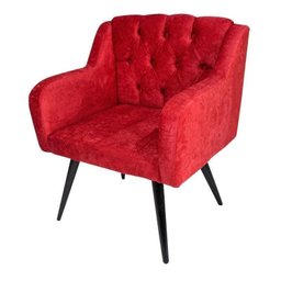 Poltrona Decorativa com Pés Palito Bruna Suede Vermelho R36 - Ecoline - 3