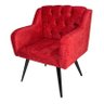 Poltrona Decorativa com Pés Palito Bruna Suede Vermelho R36 - Ecoline - 3
