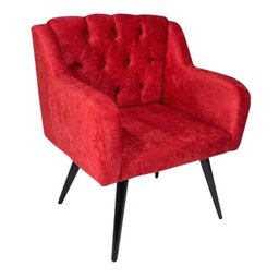 Poltrona Decorativa com Pés Palito Bruna Suede Vermelho R36 - Ecoline - 1