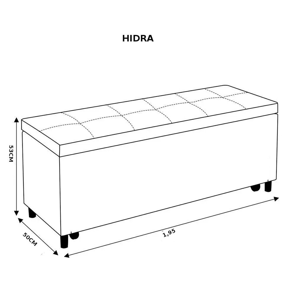 RECAMIER BAÚ TAPEÇADO LINHA HIDRA KING - COR LINHO BEGE - 3