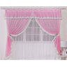 Cortina para Quarto Rosa Voil com Bandô Babado Varão Simples 3,00 Metros - 1