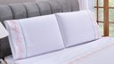 Ver imagem 4 de Jogo lençol Floral quarto casal padrão bordado 4 peças 2fronha:Branco com Salmão