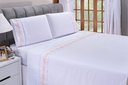 Ver imagem 2 de Jogo lençol Floral quarto casal padrão bordado 4 peças 2fronha:Branco com Salmão