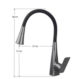 Torneira Monocomando Cozinha Gourmet Pia Cinza Grafite Bica Giratória Flexível 2 Tipos Jato Luxo - 5 Torneira Monocomando Cozinha Gourmet Pia Cinza Grafite Bica Giratória Flexível 2 Tipos Jato Luxo - 5