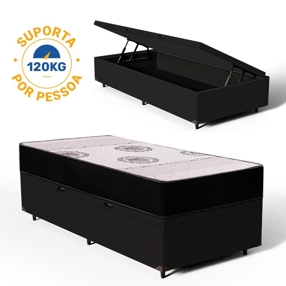 Cama Box Baú com Colchão de Espuma Orthoplus Solteiro 88x188x19cm - 8