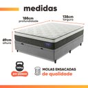 Ver imagem 4 de Cama Box Baú Colchão Casal Molas Ensacadas Euro In Atlantic 138x188x69cm