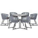 Ver imagem 1 de Mesa e 6 Cadeiras e Noronha Preto E11 Trama Original Prata