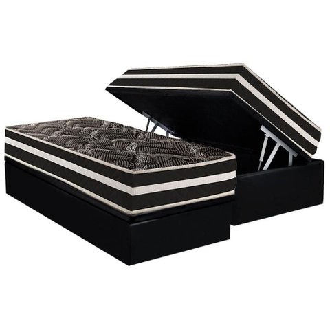 Cama Box Baú Solteiro: Colchão Anatômico Paropas D28 Ag80 Master Black Double Face + Base Crc
