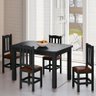 Conjunto Mesa com 4 Cadeiras Madeira Maciça Estofado Corino Marrom 120cm Preto Sapphira Shop Jm - 1