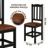 Conjunto Mesa com 4 Cadeiras Madeira Maciça Estofado Corino Marrom 120cm Preto Sapphira Shop Jm - 4