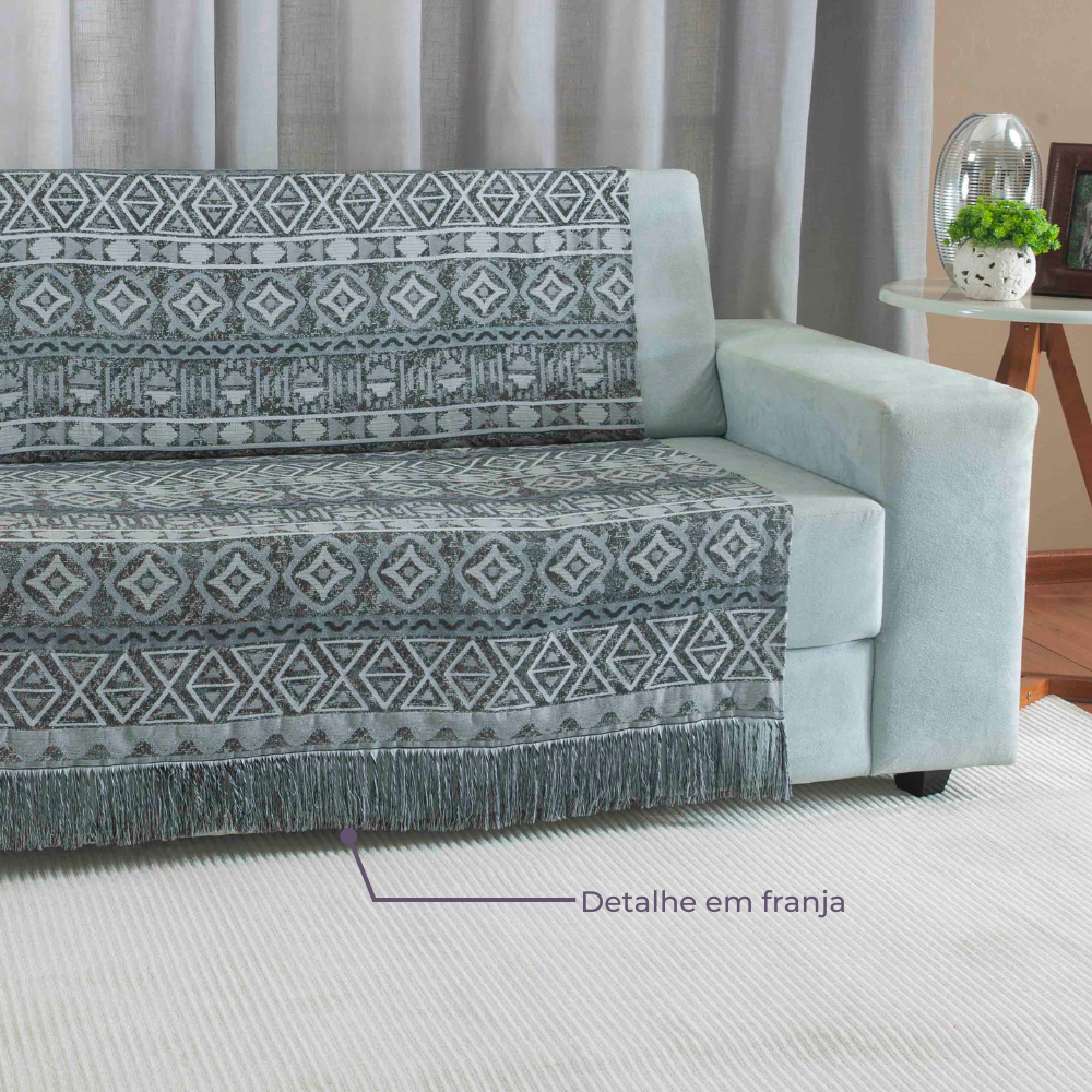 Manta Xale Para Sofa 1 Peça Luxor jacquard Valle Enxovais - Cinza - 3