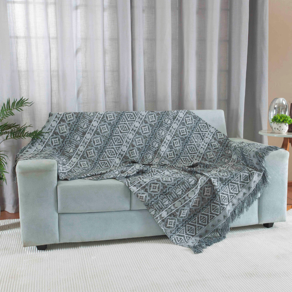 Manta Xale Para Sofa 1 Peça Luxor jacquard Valle Enxovais - Cinza - 2