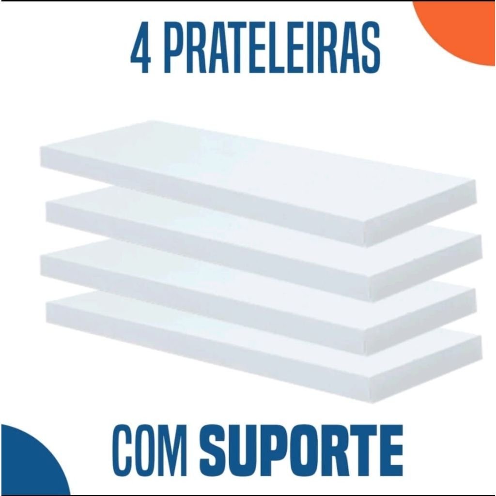 Kit 4 Prateleiras 50x10cm Porta Retratos Quadros Livros Resistente Suporte Invisível Mdf - 5