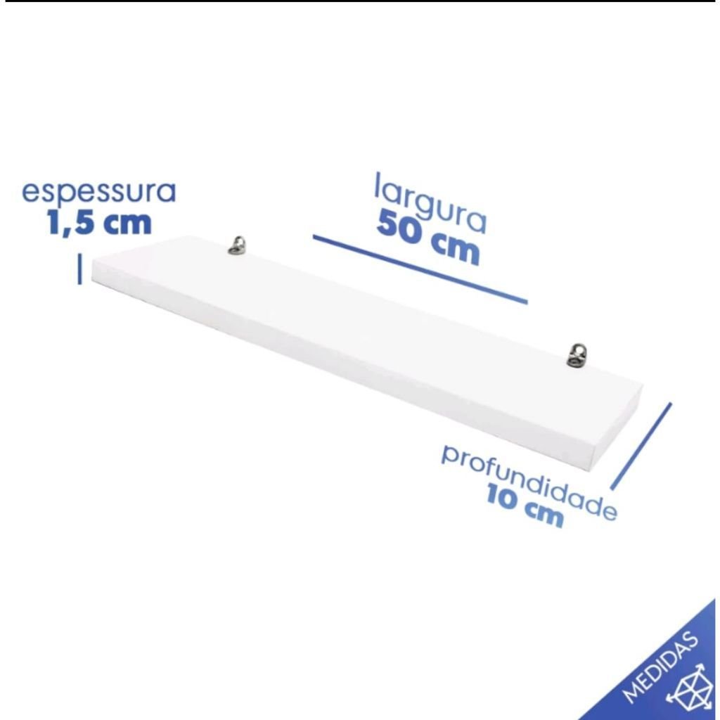 Ver mais imagens de Kit 4 Prateleiras 50x10cm Porta Retratos Quadros Livros Resistente Suporte Invisível Mdf