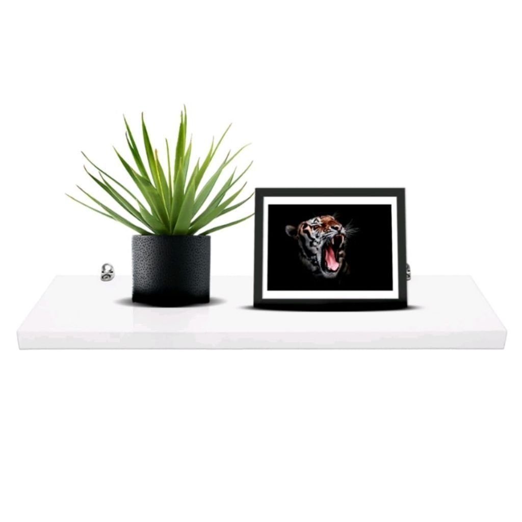 Ver imagem 6 de Kit 4 Prateleiras 50x10cm Porta Retratos Quadros Livros Resistente Suporte Invisível Mdf