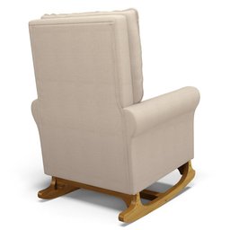 Poltrona de Amamentação Balanço e Puff Base de Madeira Brenda G05 Linho Creme - Mpozenato - 5