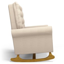 Poltrona de Amamentação Balanço e Puff Base de Madeira Brenda G05 Linho Creme - Mpozenato - 4