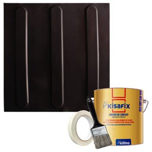 Kit 10 Pisos Tátil Direcional Preto Pvc 25x25cm / Fita Crepe / Pincel / Cola Kisafix 750g