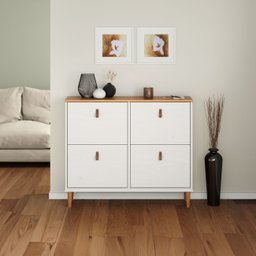 Sapateira Horizontal Hall de Entrada 4 Portas Mikka Branco 24 Pares - 8