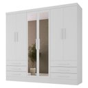 Ver imagem 3 de Guarda-roupa Solteiro Lancaster 6 Portas 6 Gavetas 100% com Espelho Mdf Branco - Panorama Móveis