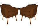 Ver imagem 1 de Kit 2 Poltronas Decorativa Agatha Couro Marrom Pés Madeira Mz Decor