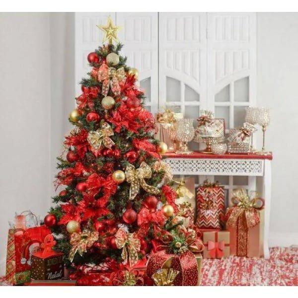 Kit Árvore de Natal Decorada 210cm com 78 Enfeites + Pisca Pisca |  MadeiraMadeira