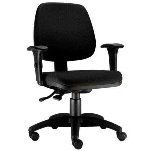 Cadeira Giratória Job Executiva Ergonômica Escritório Tecido Crepe Preto - Lyam Decor