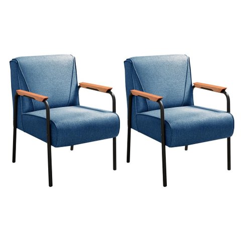 Kit 2 Poltronas Jade Cor:Linho Azul 330