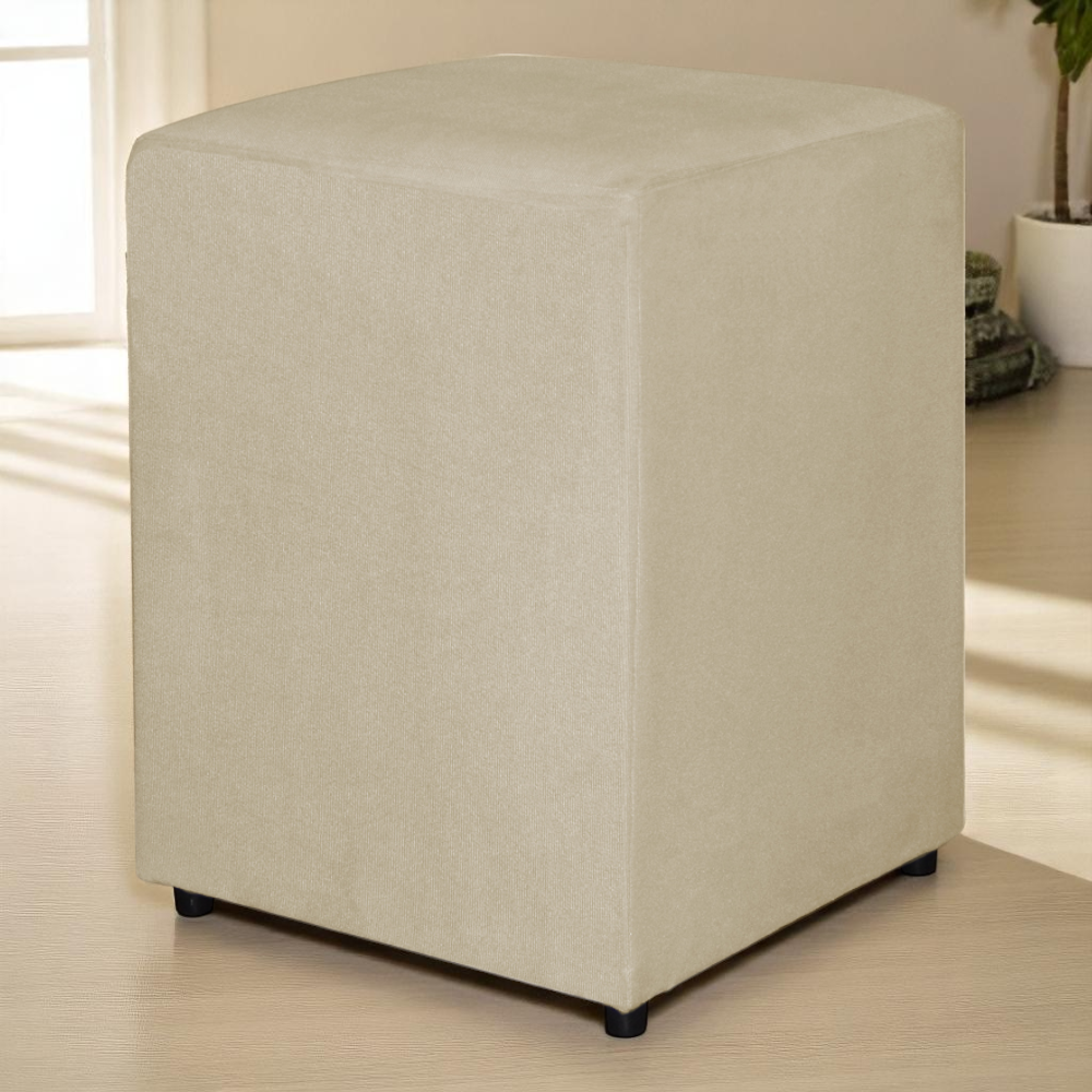 Puff Quadrado Decorativo Suede Bege - Fri Varejo - 1