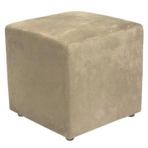 Puff Quadrado Decorativo Suede Bege