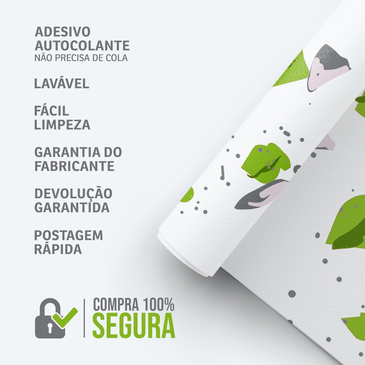 Papel de Parede Adesivo Tijolinho em Tons Verde Menta 3m - 5