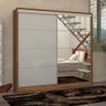 Guarda Roupa Casal Curitiba 2 Portas de Correr com Espelho 100% MDF - Mira Rack - Canela com Off Whi - 1