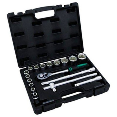 Jogo de Soquetes Estriado e Acessórios com Encaixe 1/2 Pol. com 18 Peças-stels-135779