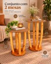Ver imagem 3 de Kit 2 Mesa Centro Redonda Pés em Madeira Maciça Sala Jardim MDF:Nature