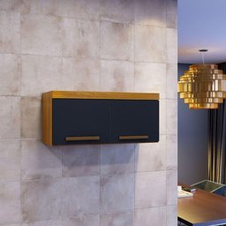 Armário Aéreo Granada Arte Móveis Cor:Freijó/Grafite - 3 Armário Aéreo Granada Arte Móveis Cor:Freijó/Grafite - 3