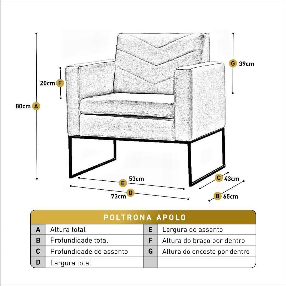 Poltrona Apolo Luxo Base Preta Castellar Móbile Linho Cappuccino Linho Cappuccino - 4